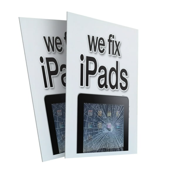 We Fix Ipads (2-PACK) 24" x 36" Plastic Signs | Sign Insert 4mm Corrugated Plastic Signs Storefront Window Poster
