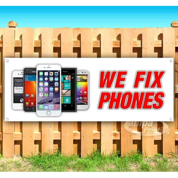 We Fix Phones 13 oz Vinyl Banner With Metal Grommets