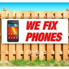 We Fix Phones 13 oz Vinyl Banner With Metal Grommets