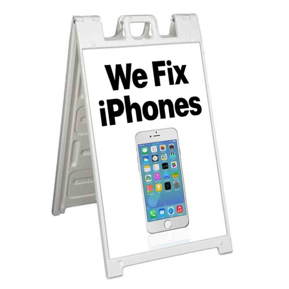 We Fix Phones (24" X 36") Standard A-Frame Signicade, Includes Decal Applied To Stand