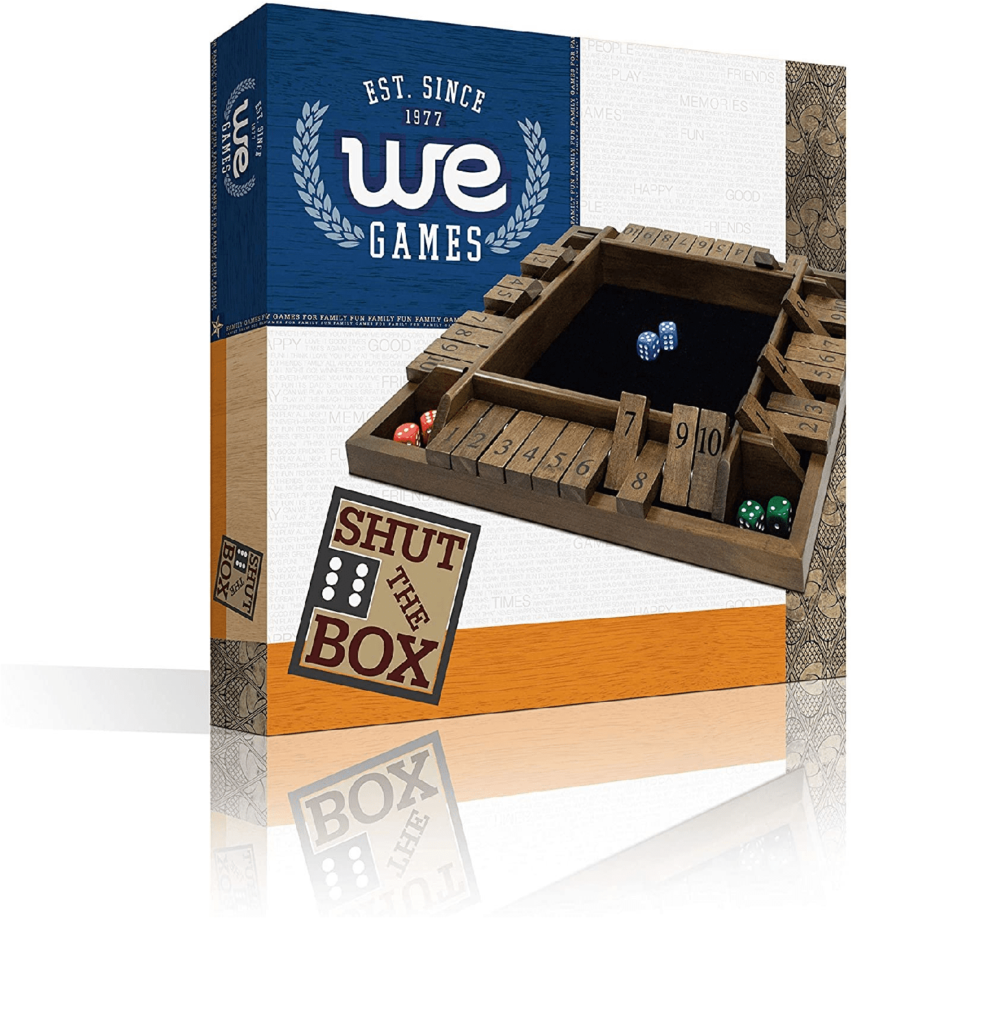 We Games 4 Player Shut The Box Dice Game 14 inches Walnut Wood (Brown