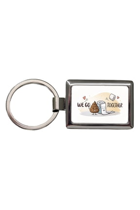We Go Together Poop And Toilet Paper Metal Rectangle Keychain