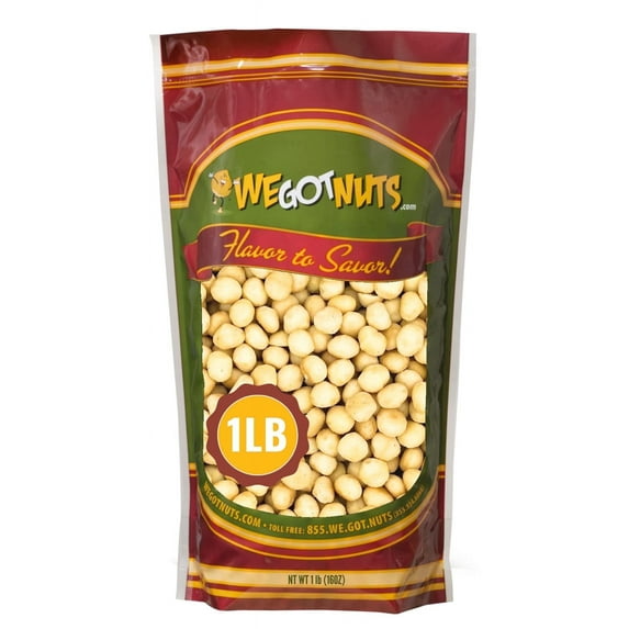 We Got Nuts Raw Macadamia Nuts Shelled Unsalted Nuts, Kosher, 1 lb, Resealable Pouch