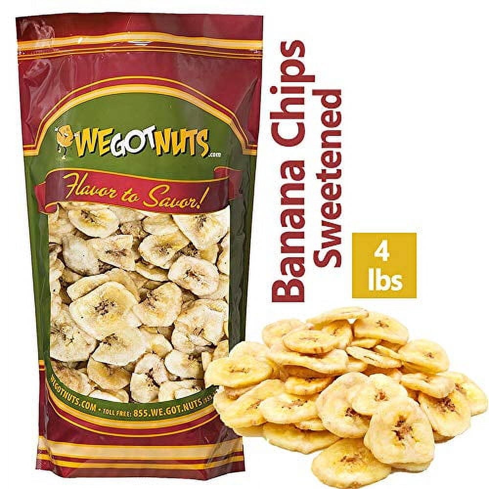 We Got Nuts Sweetened Banana Chips (4 Pounds) Sealed For Freshness - We Got Nuts