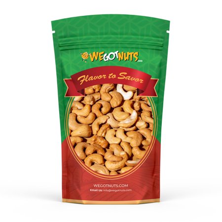 We Got Nuts Unsalted Roasted Cashews, Smooth Buttery Snack Nuts, Kosher, 1 lb, 16 oz, Bag