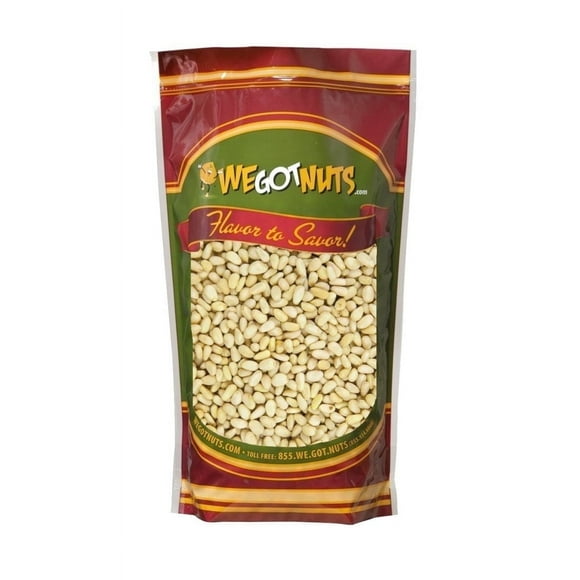 We Got Nuts Whole and Natural Pine Nuts, Raw, Kosher, 1 lb, Resealable Pouch