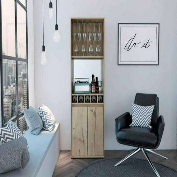 We Have Furniture Bar Cabinet Tucson,Five Wine Cubbies, Light Oak Finish