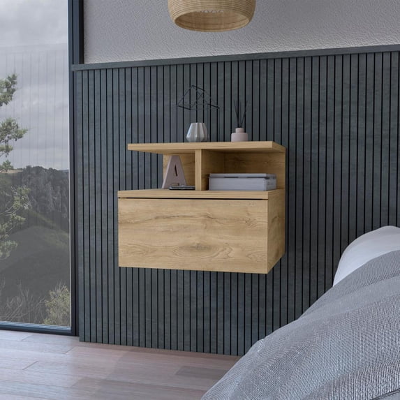 We Have Furniture Floating Nightstand Flopini, One Drawer, Beige Finish