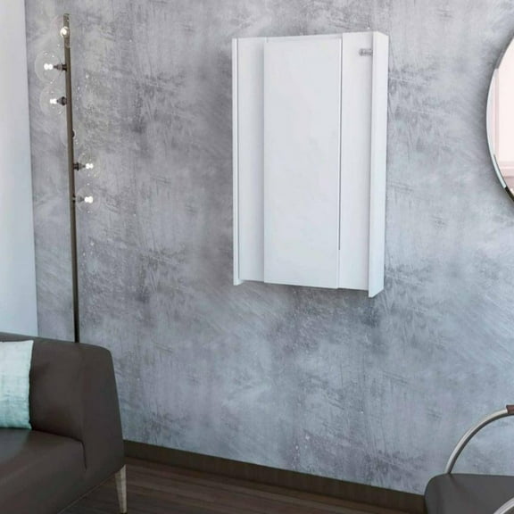 We Have Furniture Foldable Table Tacoma, Seven Interior Shelves, White Finish