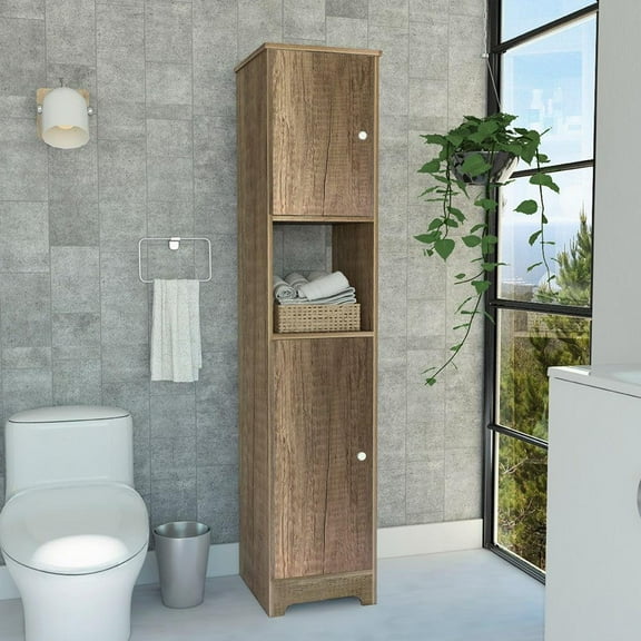 We Have Furniture Linen Cabinet Albany, Four Interior Shelves, Light Oak Finish