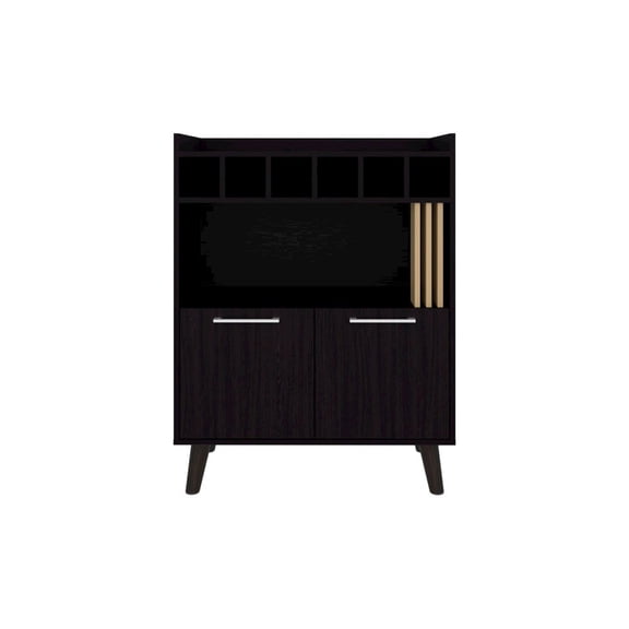 We Have Furniture Mathiston Bar Cabinet , Living Room, Black/Light Oak