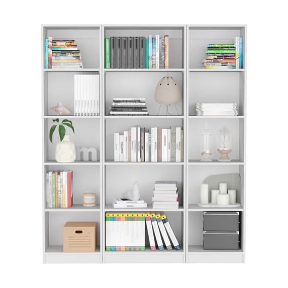 We Have Furniture Parwan 3 Piece Living Room Set with 3 Bookcases, White