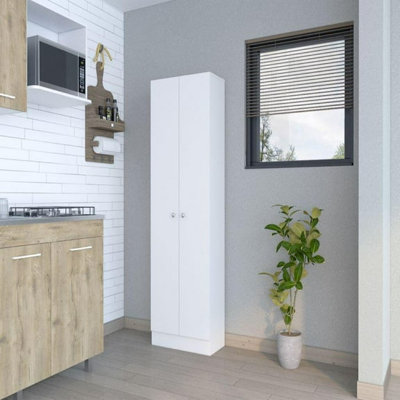 We Have Furniture Storage Cabinet Pipestone, Double Door, White Finish