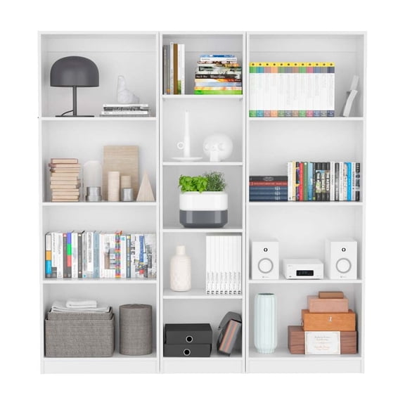 Trues 3 Piece Living Room Set with 3 Bookcases, White