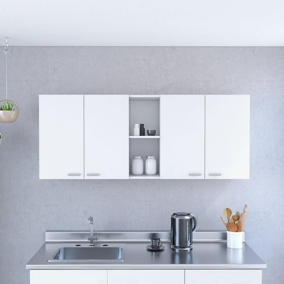 We Have Furniture Wall Cabinet Ontario, Double Door, White Finish