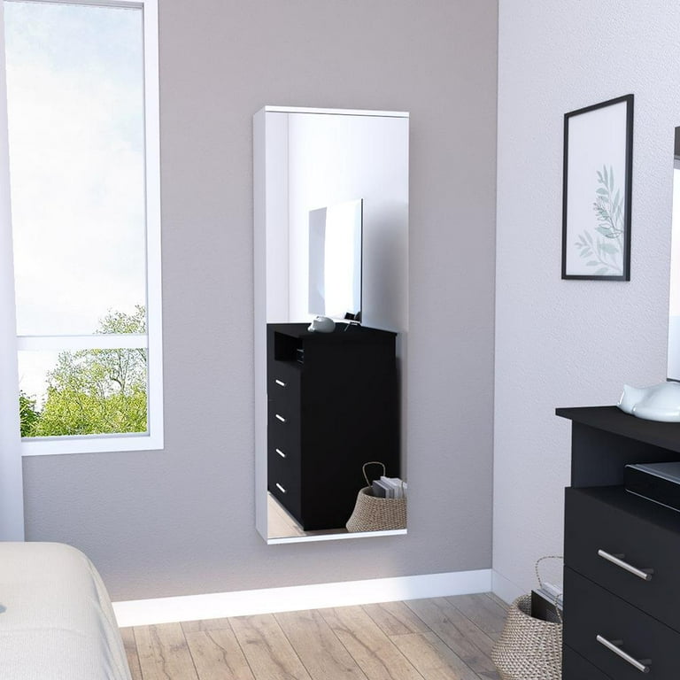 We Have Furniture Wall Mounted Shoe Rack With Mirror Chimg, Single