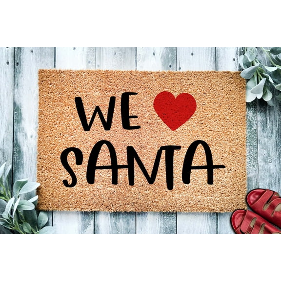 We Heart Santa Christmas Door Mat | Christmas Doormat | Winter Decoration | Welcome Mat | Holiday Doormat | Winter Decor | Christmas Gift