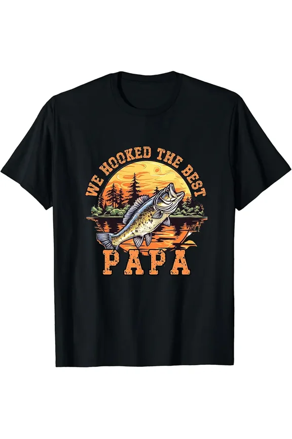 We Hooked the best Papa ever Fishing Dad Papa's Day T-Shirt