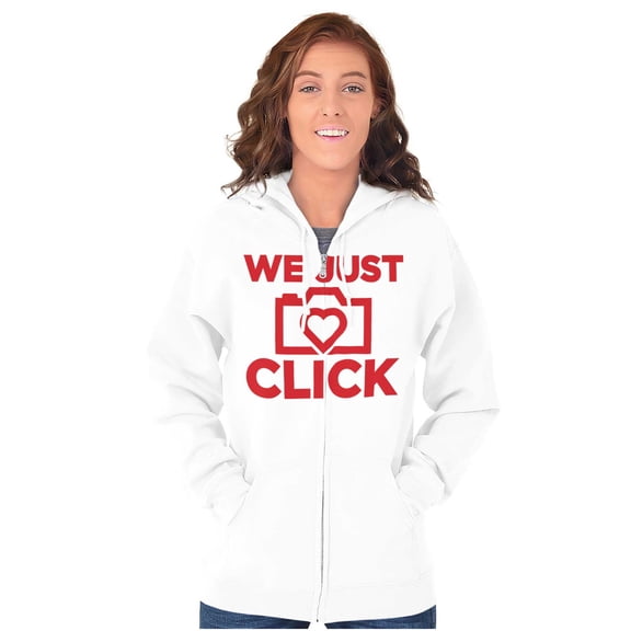 We Just Click Photographer Camera Pun Zip Hoodie Sweatshirt Women Brisco Brands M