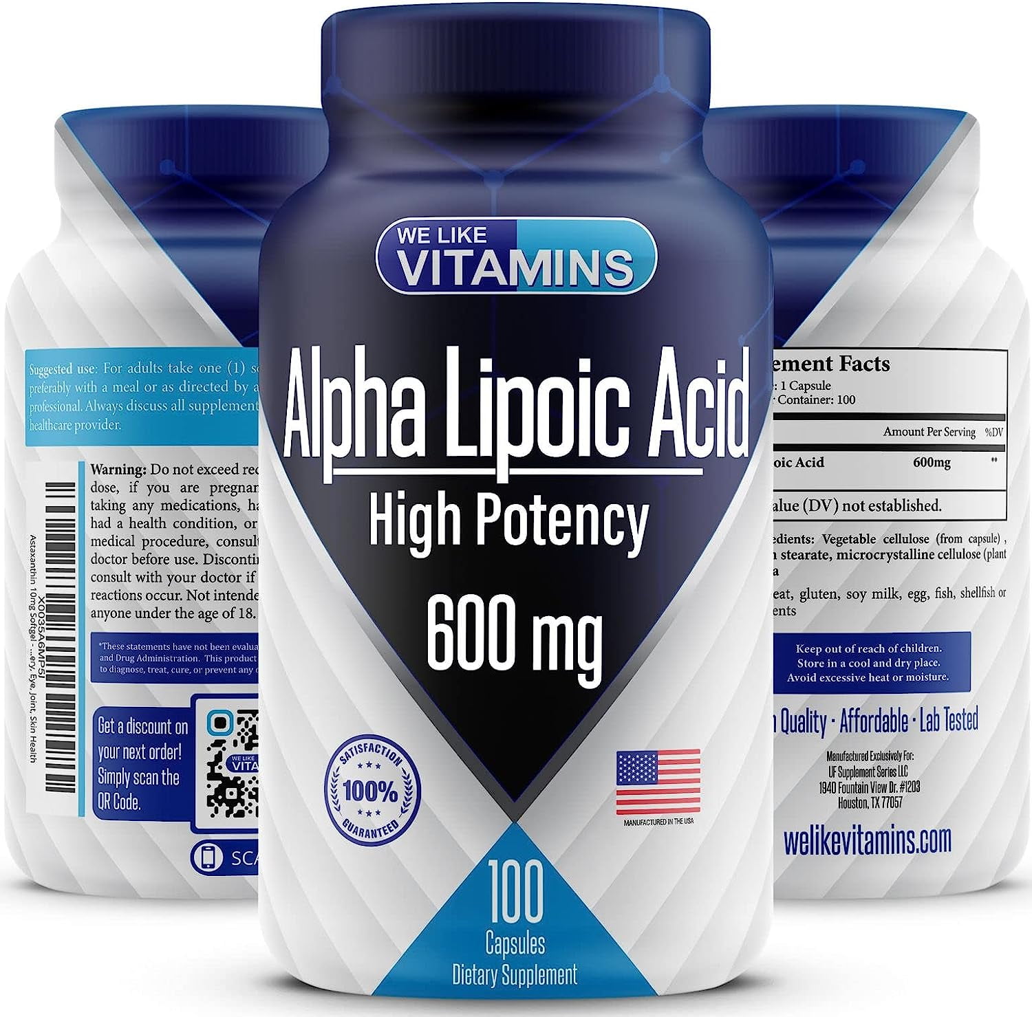 We Like Vitamins Alpha Lipoic Acid 600mg Capsules Antioxidant ALA