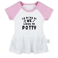 thumbnail image 1 of We Likes To Potty Funny Dresses For Baby, Newborn Babies Skirts, Infant Princess Dress, 0-24M Kids Graphic Clothes (Pink Raglan Dresses, 0-6 Months), 1 of 4