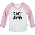 thumbnail image 1 of We Likes To Potty Funny T shirt For Baby, Newborn Babies T-shirts, Infant Tops, 0-24M Kids Graphic Tees Clothing (Long Pink Raglan T-shirt, 18-24 Months), 1 of 4