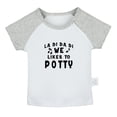 thumbnail image 1 of We Likes To Potty Funny T shirt For Baby, Newborn Babies T-shirts, Infant Tops, 0-24M Kids Graphic Tees Clothing (Short Gray Raglan T-shirt, 18-24 Months), 1 of 4