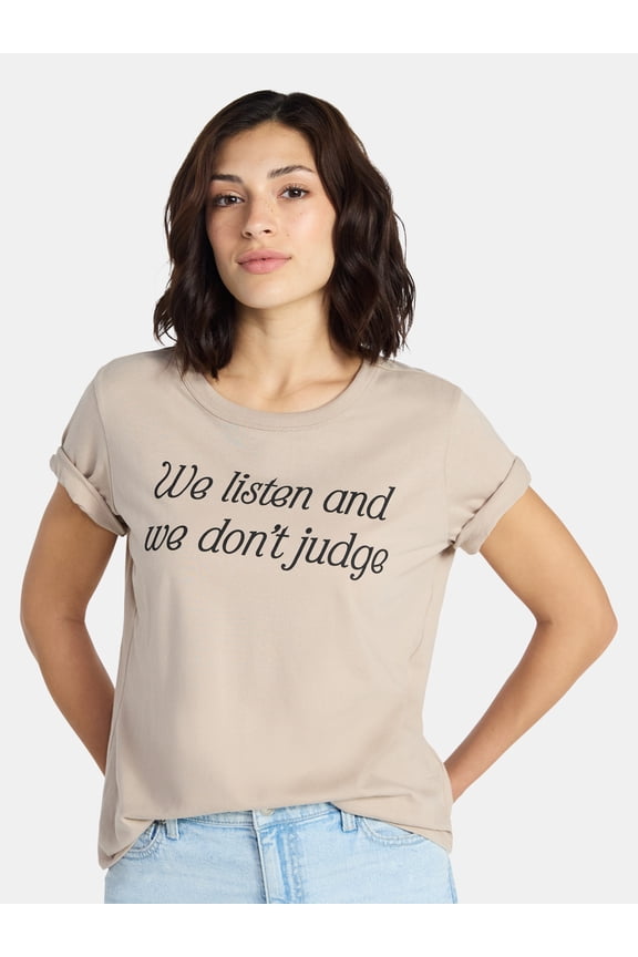 We Listen Women’s Graphic Tee with Short Sleeves, Sizes XXS-XXL