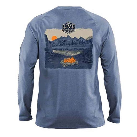 We Live For Saturdays Campfire Long Sleeve Tee-Navy-XXL