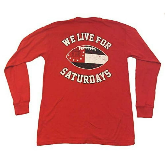 We Live For Saturdays Georgia Football Flag Long Sleeve Tee-Red-XXL
