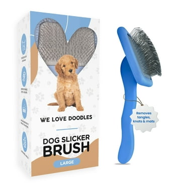 We Love Doodles Dog Slicker Brush, Dog Doodle Brush for Grooming Pet Hair Dog Brush, Poodle & Goldendoodle Brush for Dogs (Large)