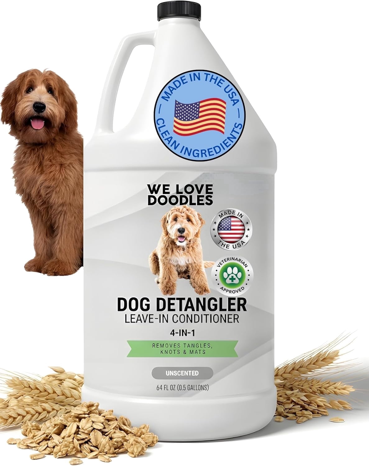We Love Doodles Professional Moisturizing Soothing Dog 4-in-1 Conditioner, & Detangler, Unscented, 64 fl-oz