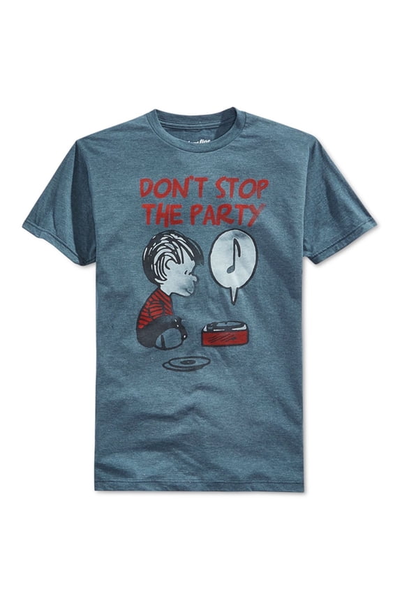 Mighty Fine Mens Don't Stop The Party Graphic T-Shirt, Blue, Small