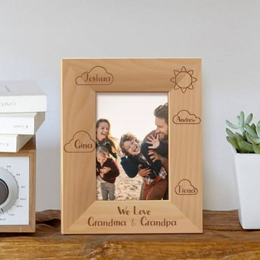 We Love Grandma and Grandpa Personalized Wooden Picture Frame 3 1/2" x 5" Brown (Vertical)