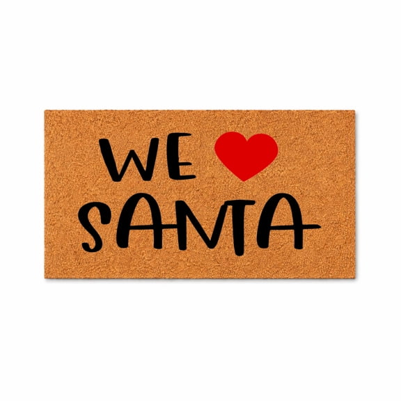 We Love Santa Doormat, Holiday Welcome Entryway Door Mat, Seasonal Outdoor Indoor Doormat (24x36 inches) WoodByStu 1778