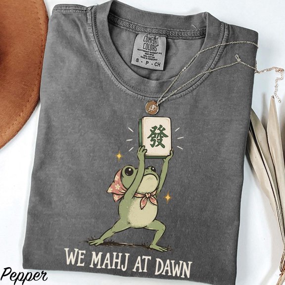 We Mahj At Dawn Mahjong T-Shirt, Funny Frog Mahjong Shirt, Mahjong Lover Gift, Mahjong Club Tee, Game Night Shirt