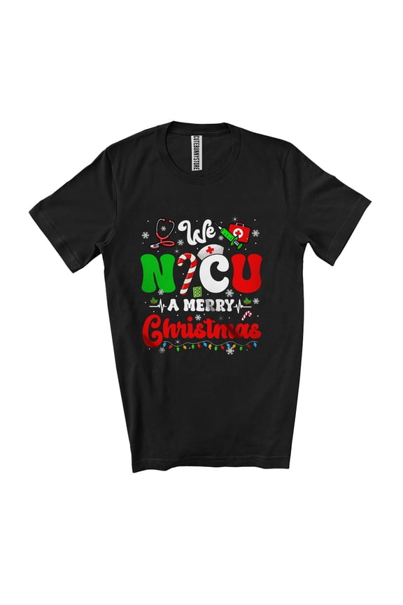 We NICU A Merry Christmas; Joyful X-mas Lights Medical I.C.U RN Tech MICU Crew Squad Unisex T-Shirt