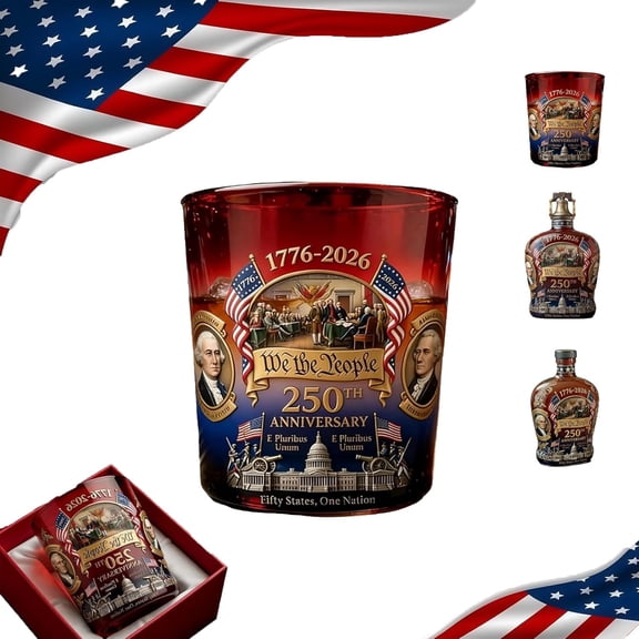 We The People 250th Anniversary Whiskey Decanter Set - US Patriotic Commemorative Glass Bottle for Bourbon, Scotch & Wine, Collectible Gift for History Lovers & Men1pcs