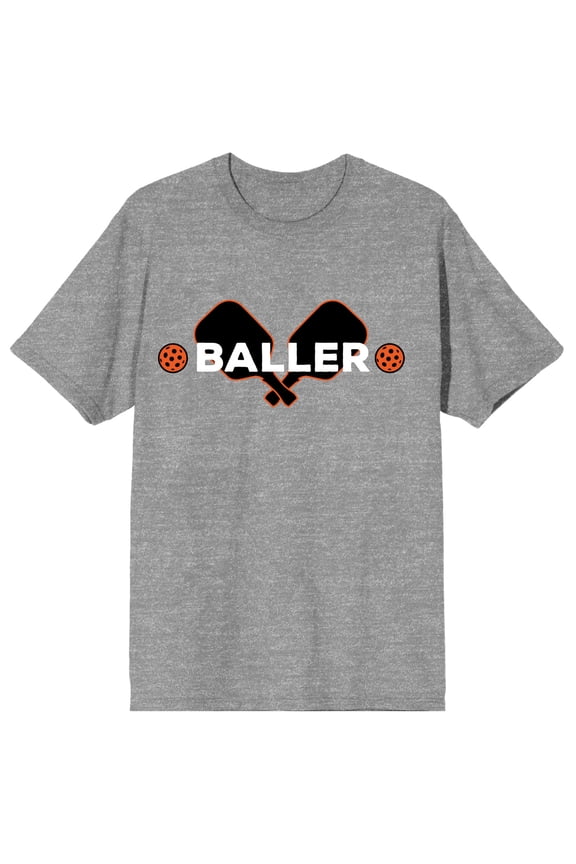 We Pickle Ball Baller Crew Neck Short Sleeve Athletic Heather Men's T-shirt