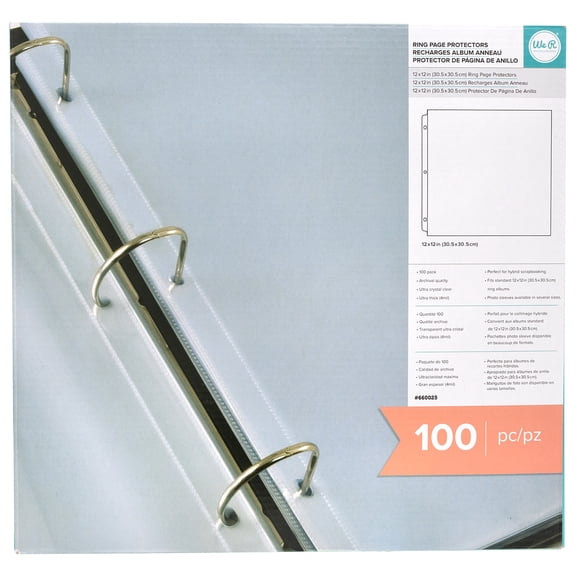 We R 3-Ring Page Protectors 12"X12" 100/Pkg