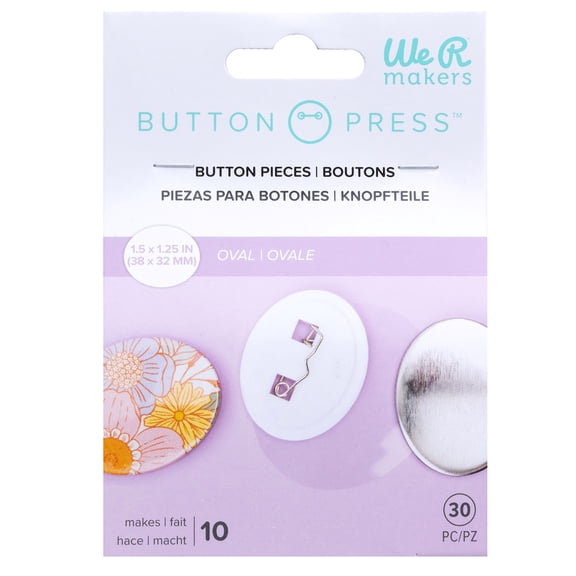 We R Button Press Refill Pack 30/Pkg-Small Oval Button Pin Back, Makes 10 Pin