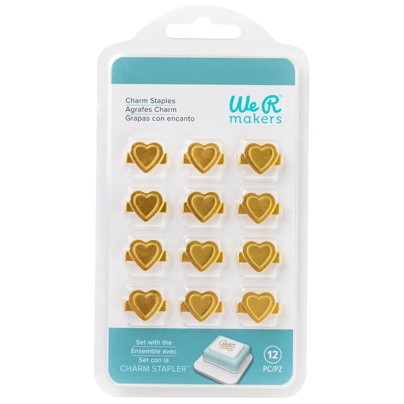 We R Charm Stapler Charm 12/Pkg-Gold Heart