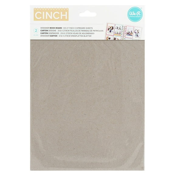 We R Cinch Book Board 8.5"X11" 2/Pkg-Gray Chipboard