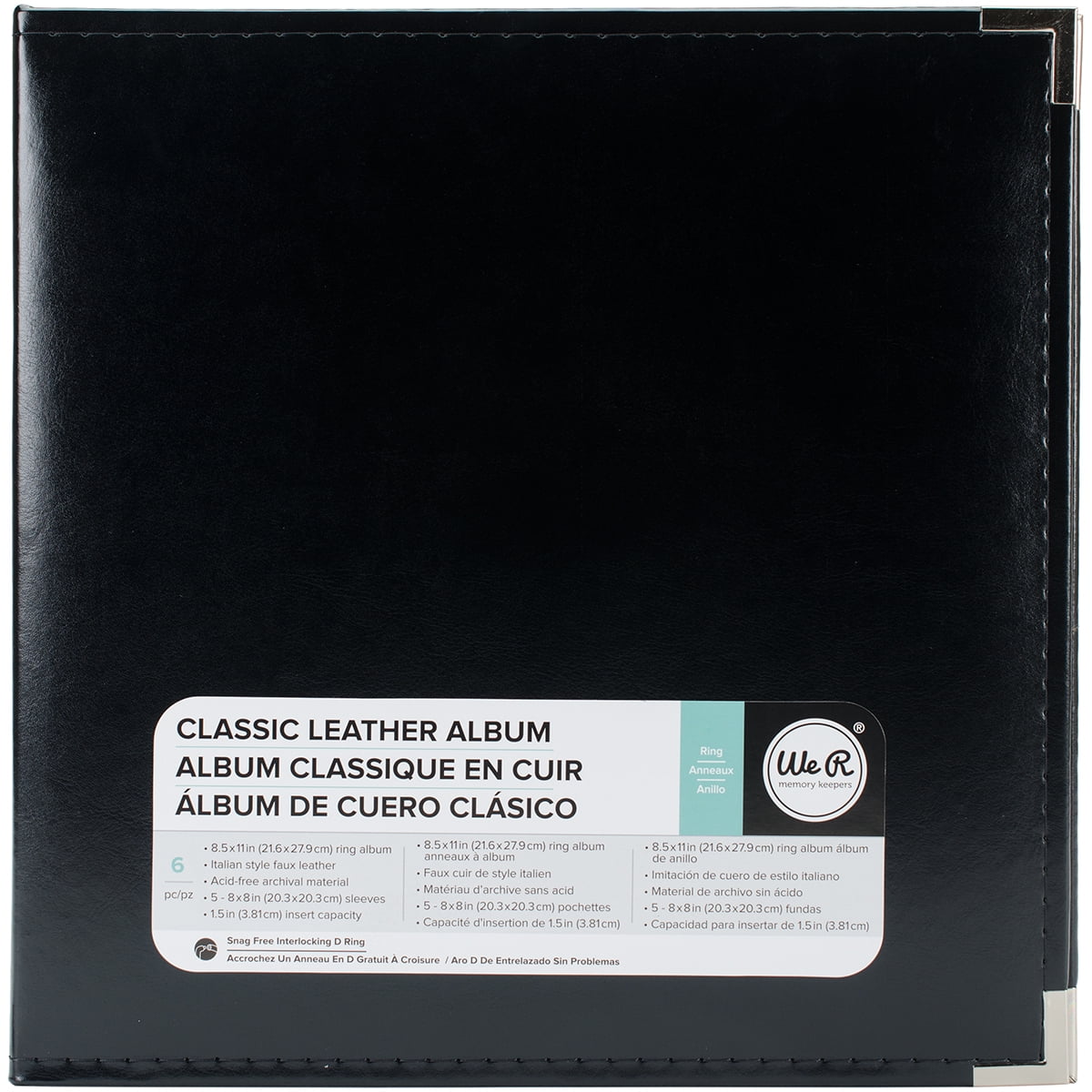 We R Classic Leather 3-Ring Album 8.5"X11"-Black, Pk 1, We R Memory Keepers