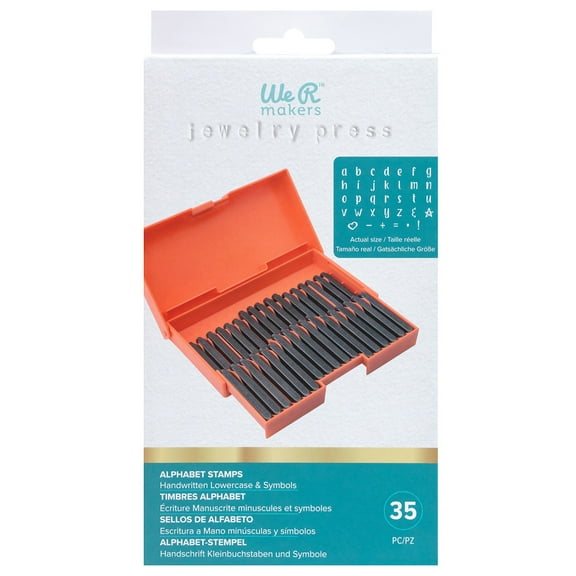 We R Makers Jewelry Press Alphabet Stamps 35/Pkg-Lower Case Handwritten Font And Symbols