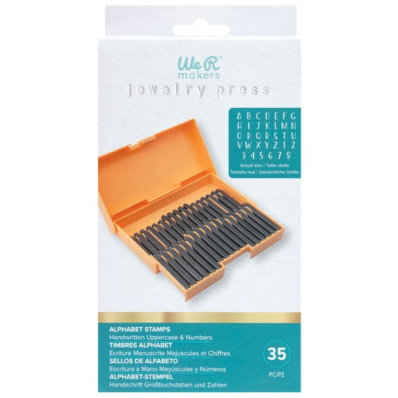 We R Makers Jewelry Press Alphabet Stamps 35/Pkg-Upper Case Handwritten Font And Numbers