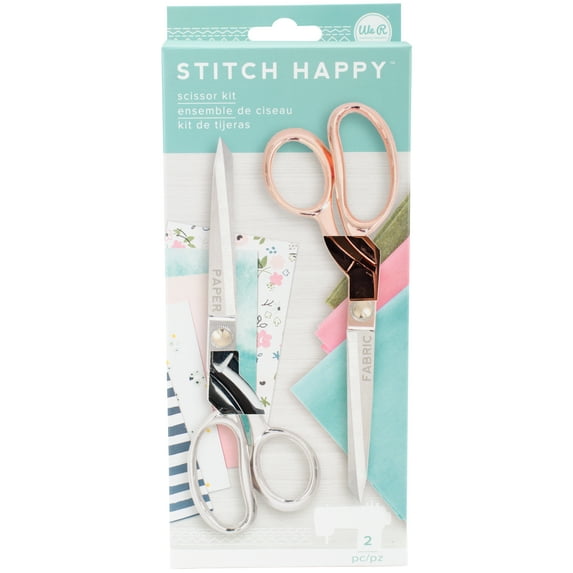 We R Memory Keepers 0633356603931 Accessories Stitch Happy-Scissors-Paper/Fabric (2 Piece)