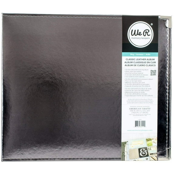 We R Memory Keepers 660111 Classic Leather D-Ring Album 12"X12", Silver