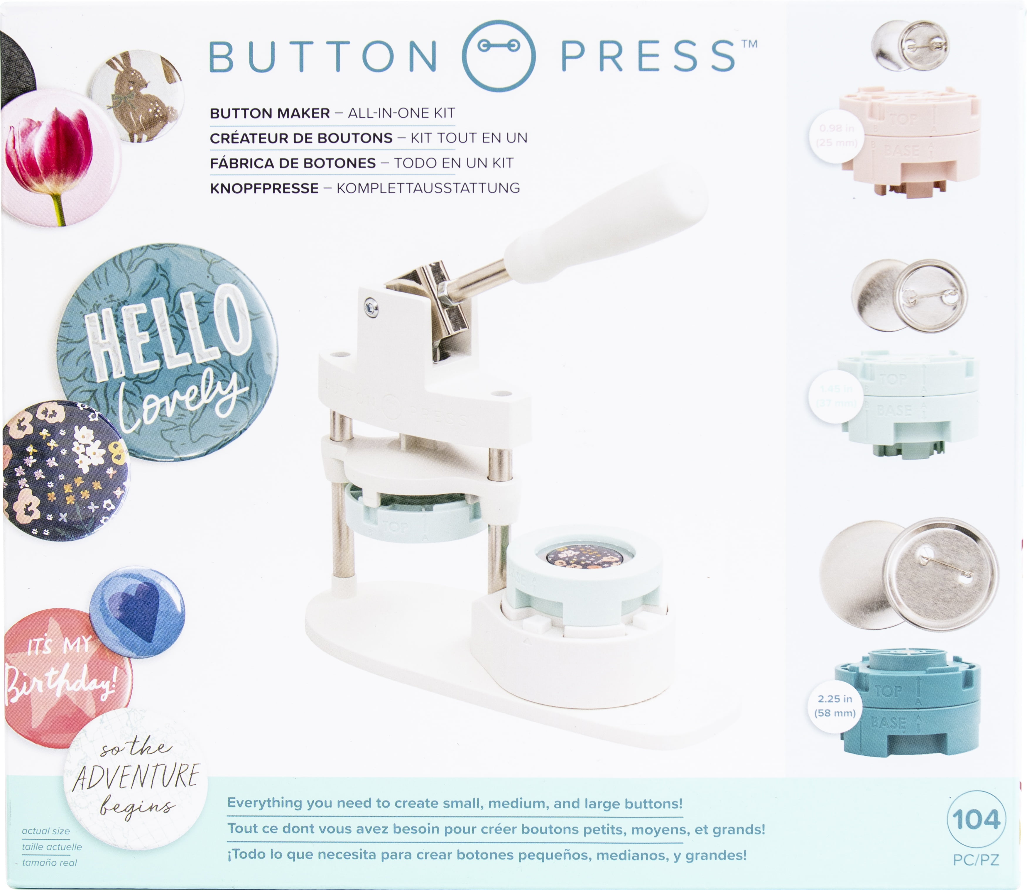We R Memory Keepers Ultimate Button Press Bundle, Includes 661104 Button  Press Bundle, Heart Insert, Heart Buttons, Pin Back Refill, Small, Medium