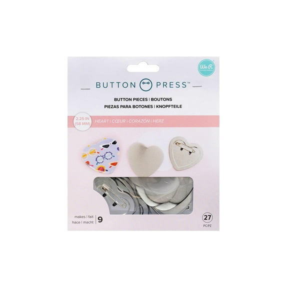 We R Memory Keepers Button Press Refill Pack Kit-Heart - Makes 9 Pins